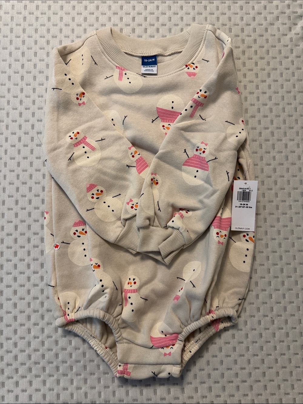 Old Navy Snowman Print Fleece Bubble Romper